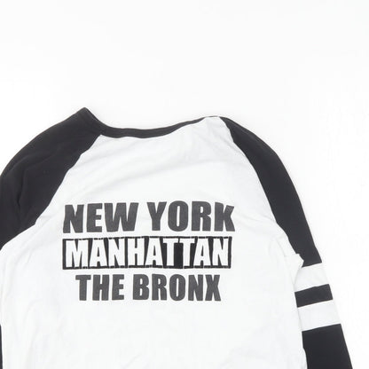 New Look Boys White Cotton Basic T-Shirt Size 10-11 Years Round Neck - New York