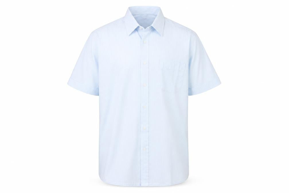 Mens UK Size 15.5 St Michael Blue  Button-Up Short Sleeve Casual Shirt