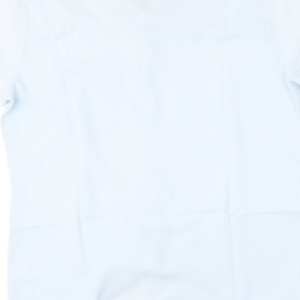 St Michael Mens Blue Polyester Button-Up Size 15.5 Collared