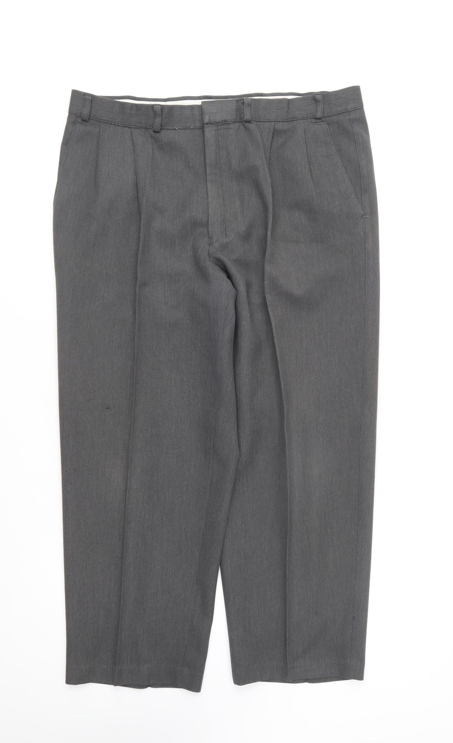 Marks and Spencer Mens Grey Polyester Trousers Size 36 in L29 in Regular