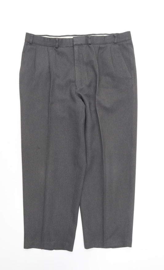 Marks and Spencer Mens Grey Polyester Trousers Size 36 in L29 in Regular