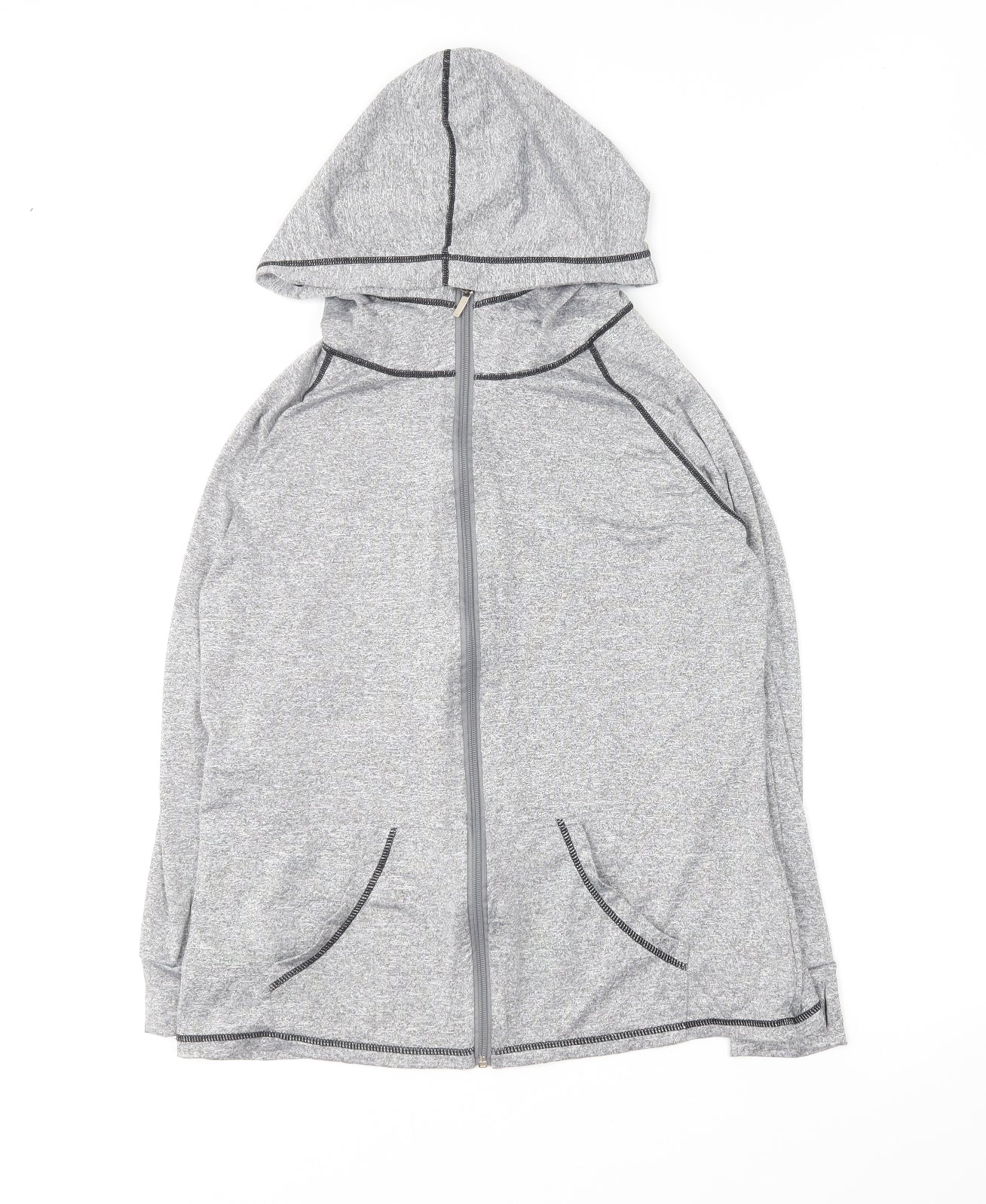 Sykooria Womens Grey Polyester Full Zip Hoodie Size XL