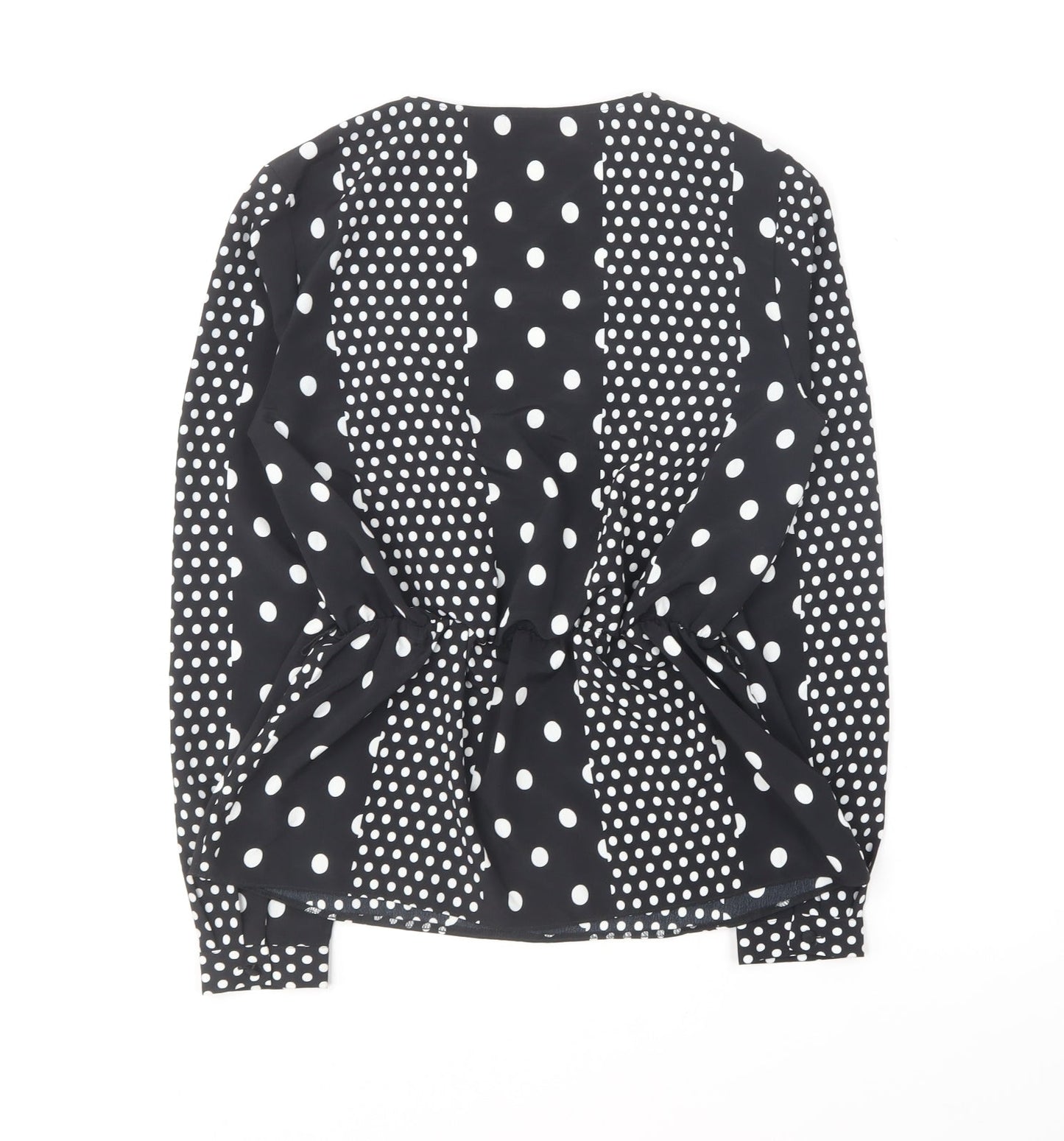 Lipsy Womens Black Polka Dot Polyester Basic Blouse Size 8 V-Neck