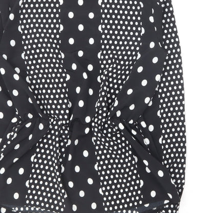 Lipsy Womens Black Polka Dot Polyester Basic Blouse Size 8 V-Neck