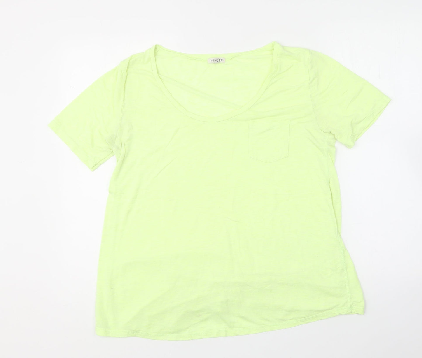 Womens UK Size 14 River Island Yellow Basic T-Shirt