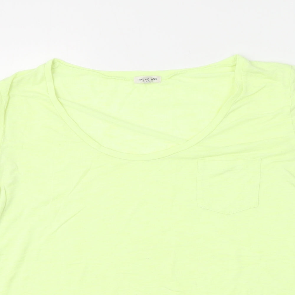 Womens UK Size 14 River Island Yellow Basic T-Shirt