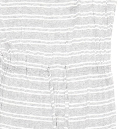 Primark Womens Grey Striped Viscose Skater Dress Size 10 Round Neck