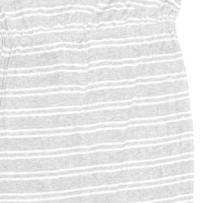 Primark Womens Grey Striped Viscose Skater Dress Size 10 Round Neck