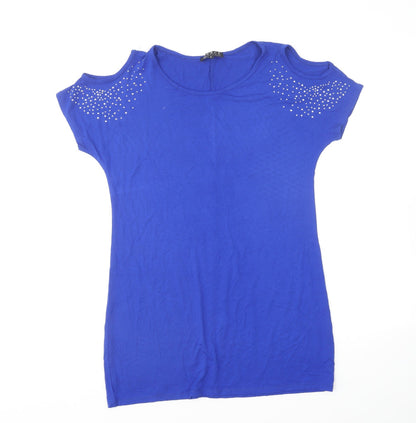 Womens UK Size 8 Grace Blue Basic T-Shirt