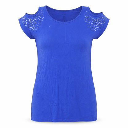 Womens UK Size 8 Grace Blue Basic T-Shirt