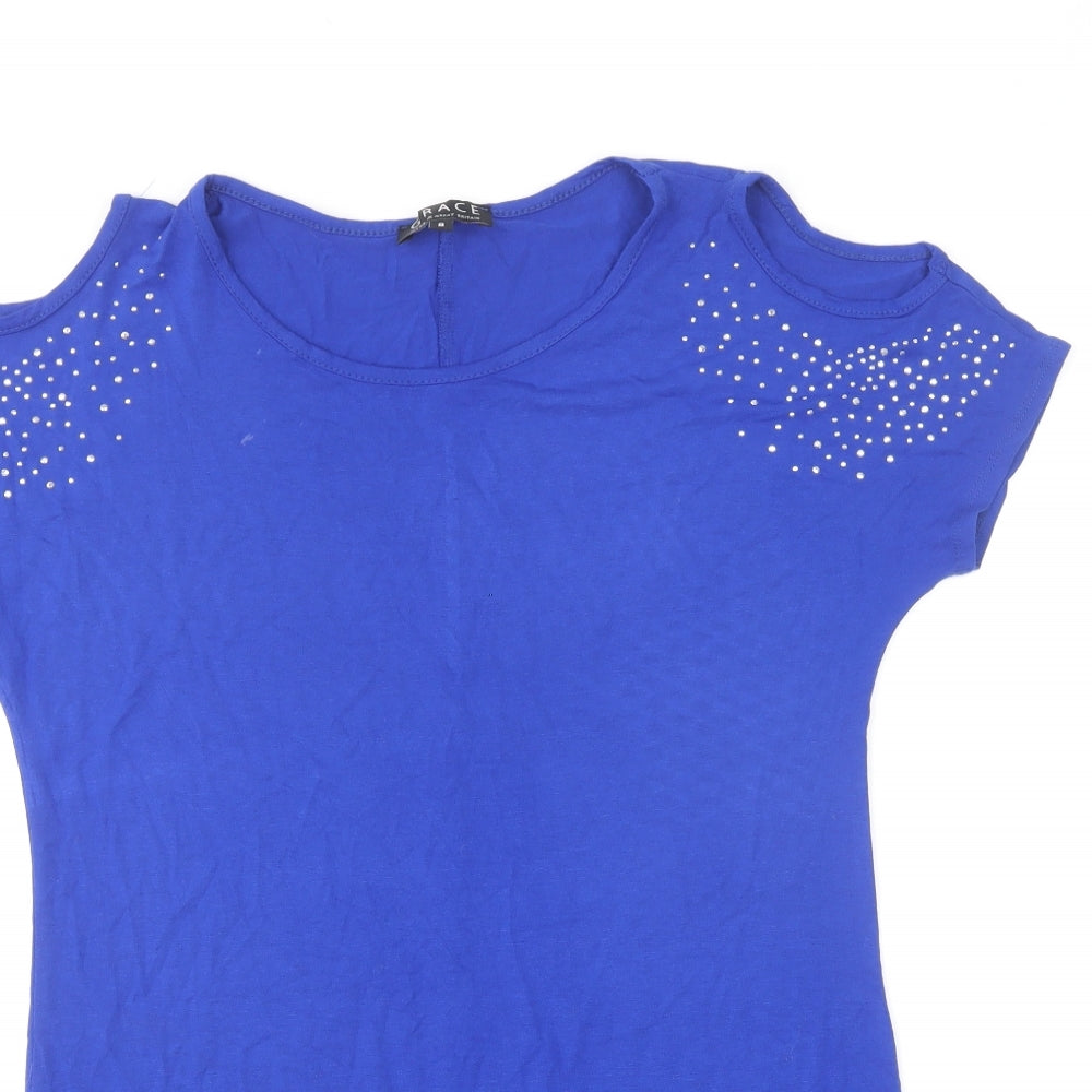 Womens UK Size 8 Grace Blue Basic T-Shirt