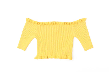 New Look Girls Yellow Off the Shoulder Acrylic Pullover Jumper Size 12-13 Years