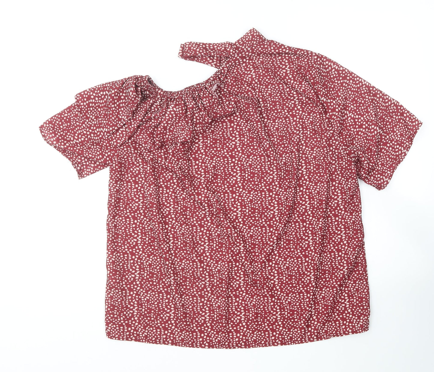 SheIn Womens Red Polka Dot Polyester Basic Blouse Size L Halter