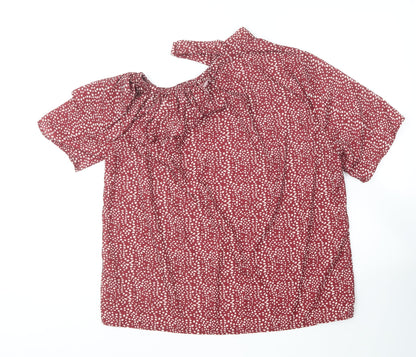 SheIn Womens Red Polka Dot Polyester Basic Blouse Size L Halter