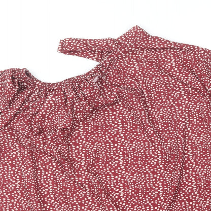 SheIn Womens Red Polka Dot Polyester Basic Blouse Size L Halter