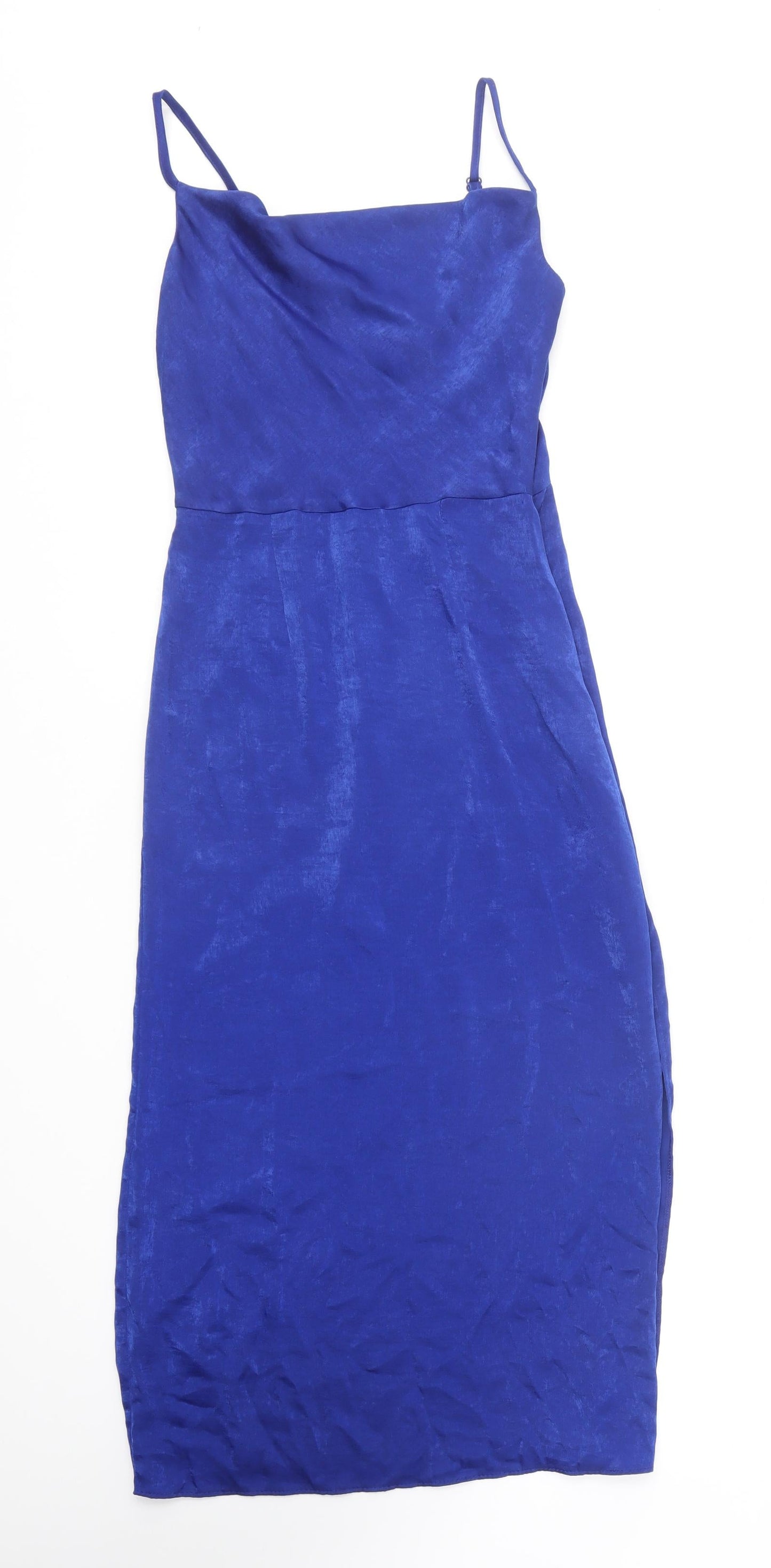 Primark Womens Blue Polyester Slip Dress Size 4 Square Neck