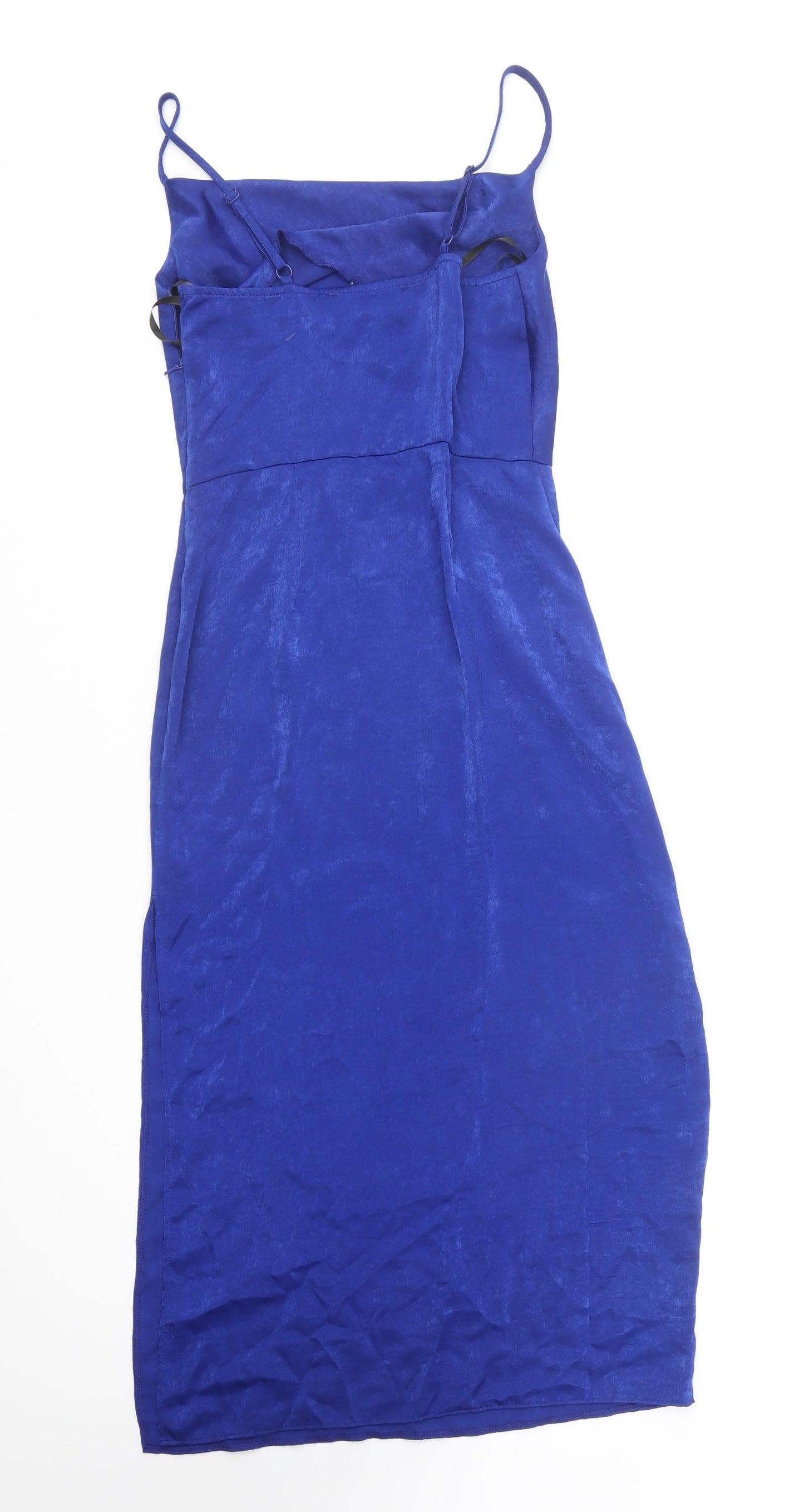 Primark Womens Blue Polyester Slip Dress Size 4 Square Neck