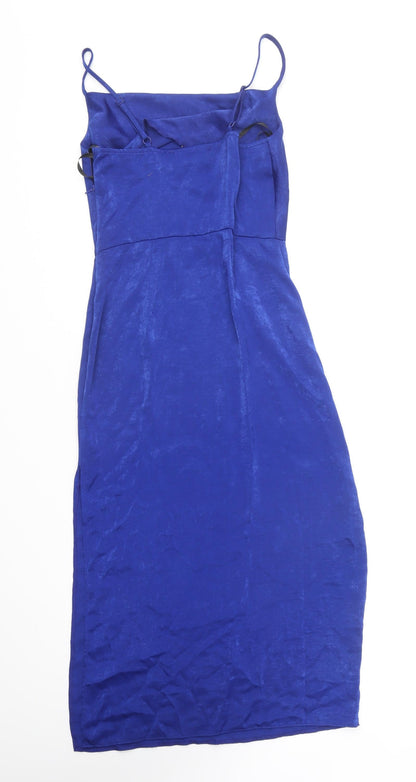 Primark Womens Blue Polyester Slip Dress Size 4 Square Neck