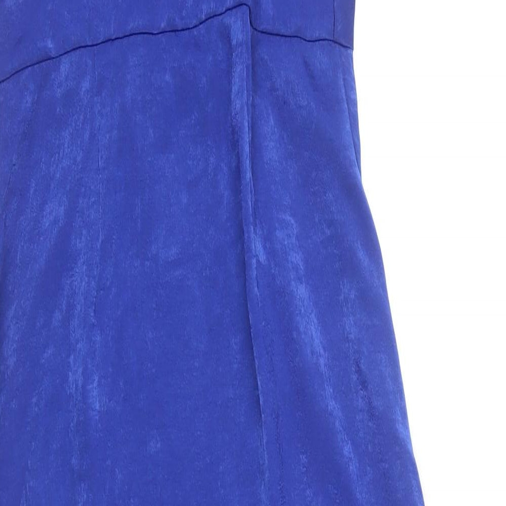 Primark Womens Blue Polyester Slip Dress Size 4 Square Neck