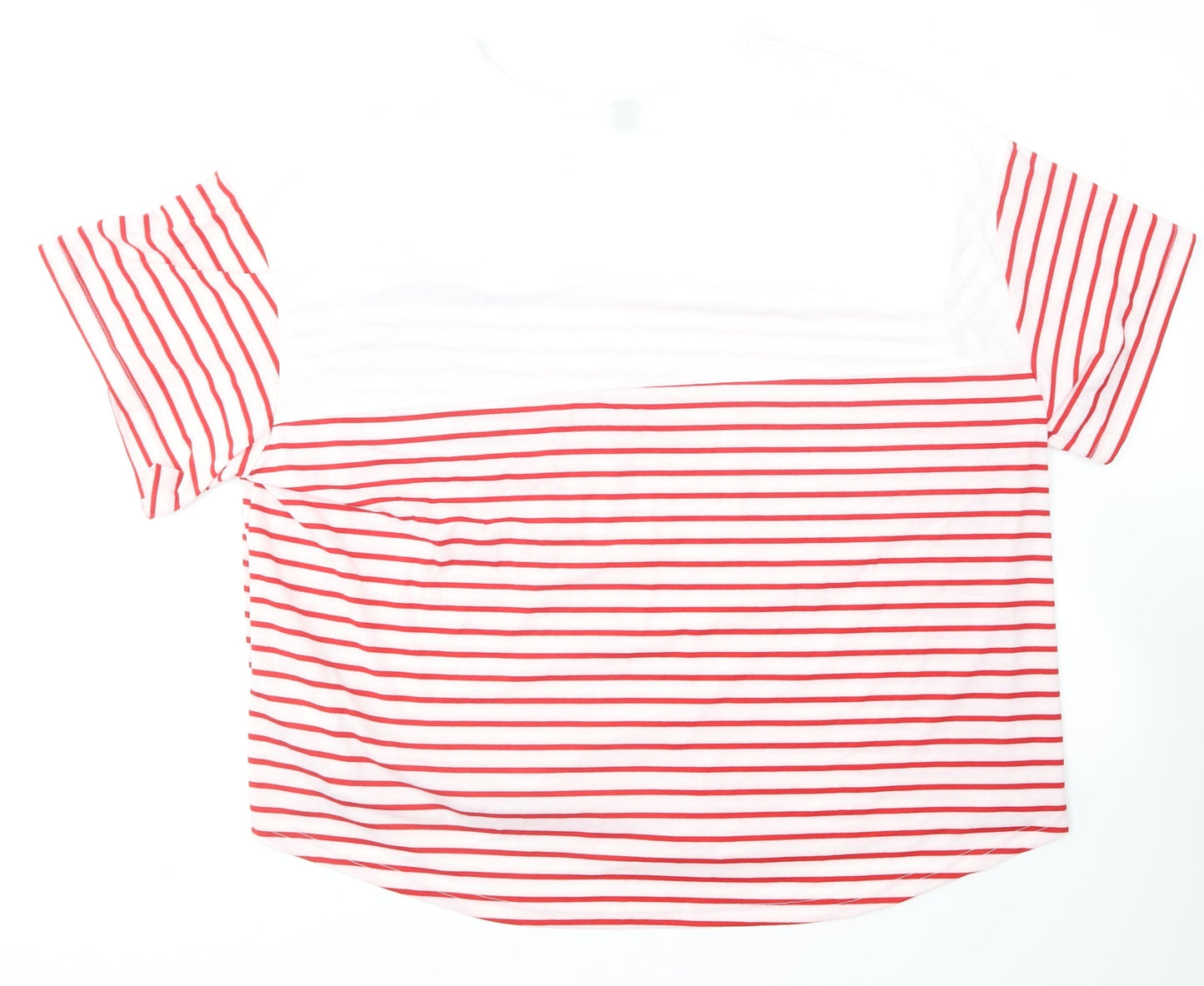 SheIn Womens Red Striped Cotton Basic T-Shirt Size 3XL Round Neck