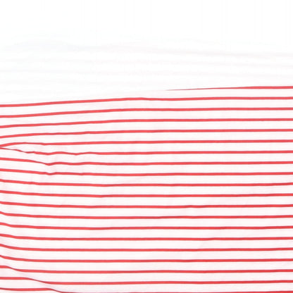 SheIn Womens Red Striped Cotton Basic T-Shirt Size 3XL Round Neck