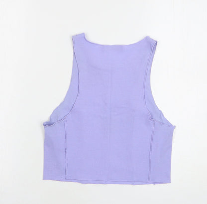 Womens UK Size L Pull&Bear Purple Cropped Tank