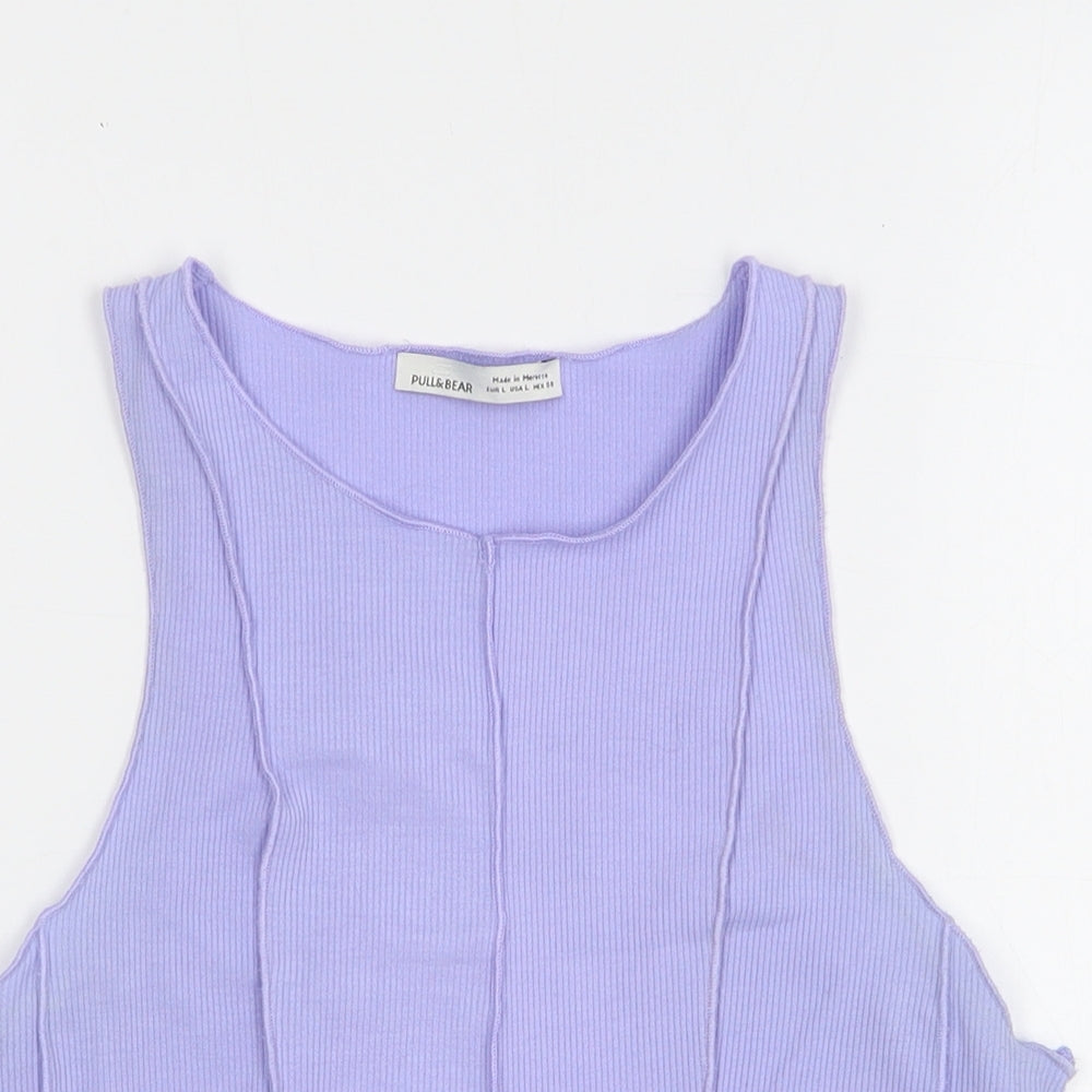 Womens UK Size L Pull&Bear Purple Cropped Tank