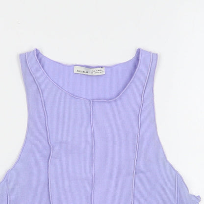 Womens UK Size L Pull&Bear Purple Cropped Tank