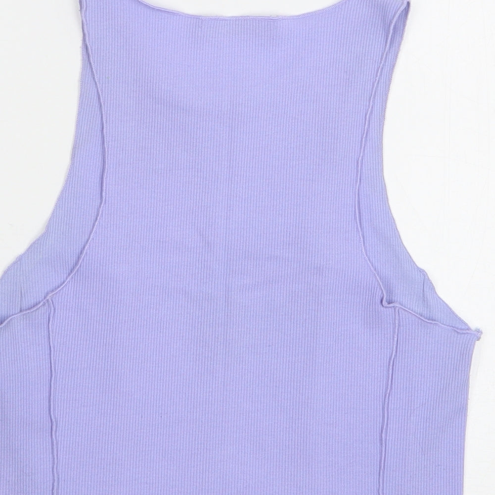 Womens UK Size L Pull&Bear Purple Cropped Tank