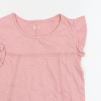 TU Girls Pink Cotton Basic T-Shirt Size 9 Years Round Neck