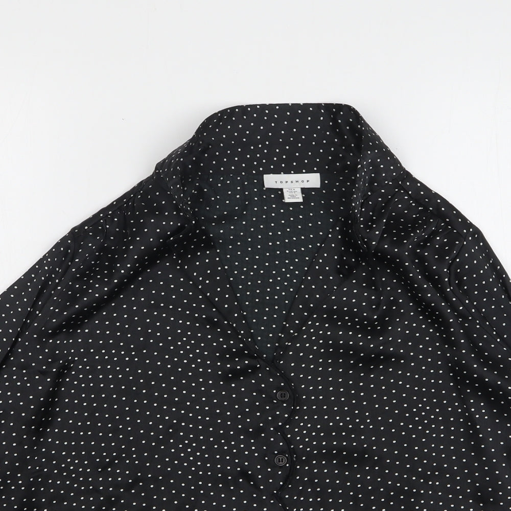 Womens UK Size 6 Topshop Black Basic Button-Up