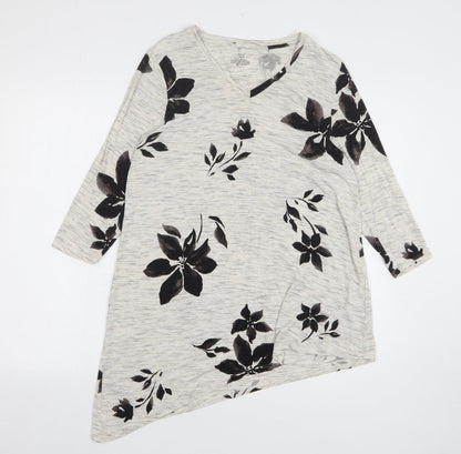 Soma Womens Grey Floral Elastane Tunic T-Shirt Size S Round Neck