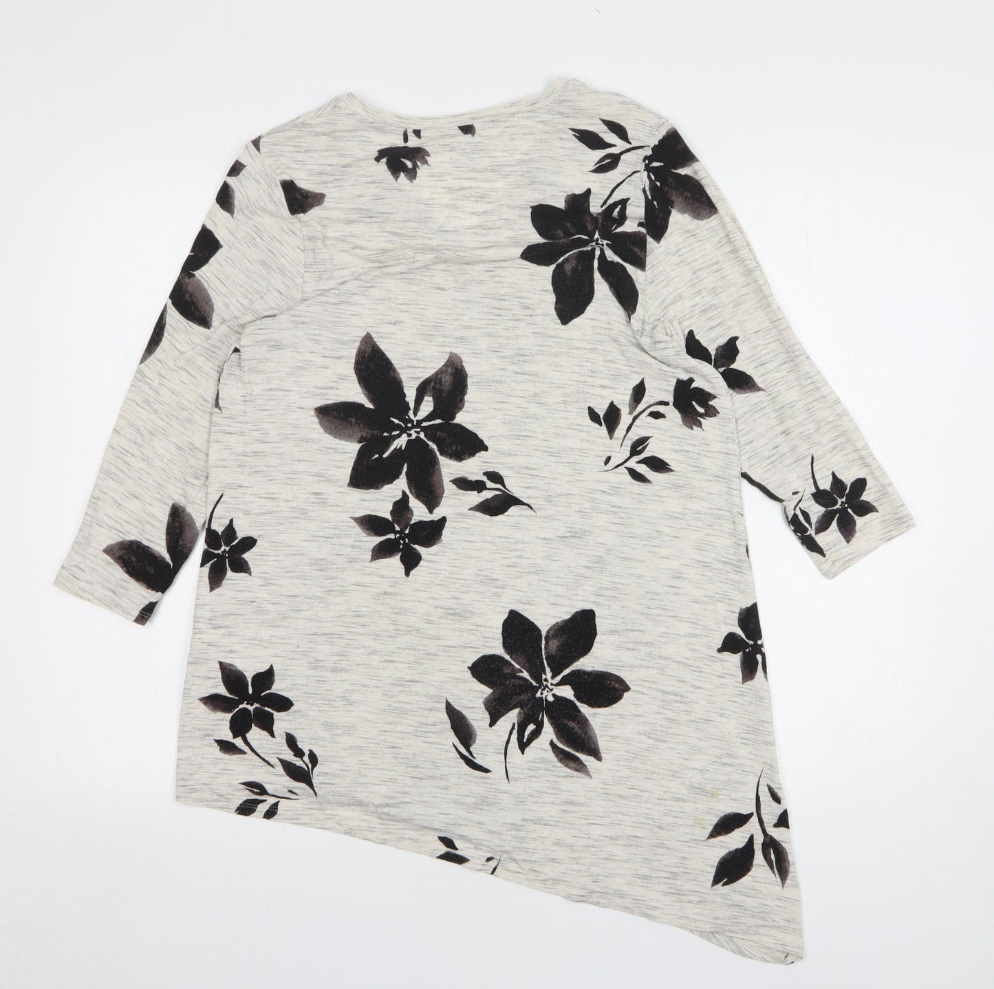 Soma Womens Grey Floral Elastane Tunic T-Shirt Size S Round Neck