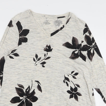 Soma Womens Grey Floral Elastane Tunic T-Shirt Size S Round Neck