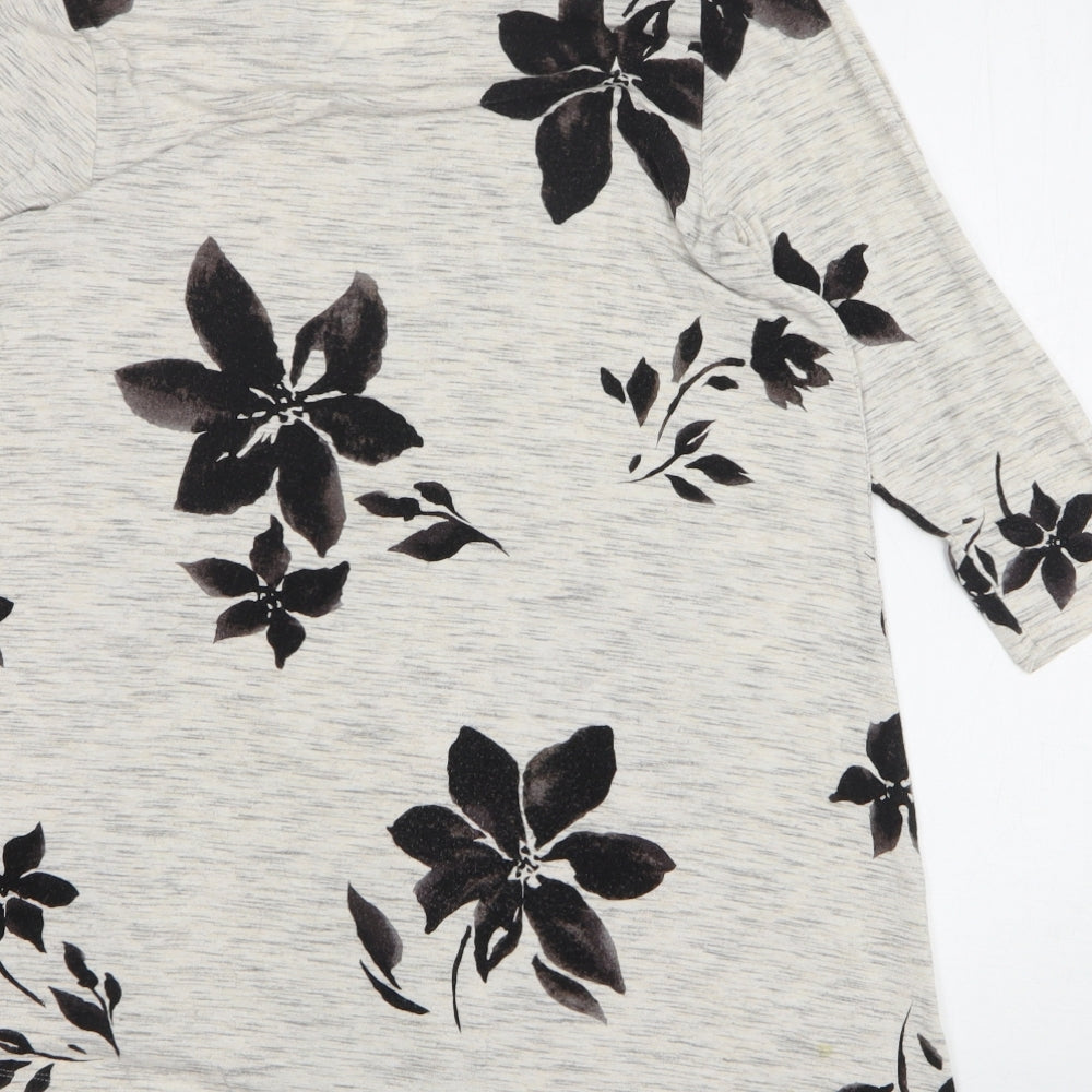 Soma Womens Grey Floral Elastane Tunic T-Shirt Size S Round Neck