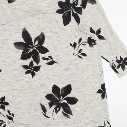 Soma Womens Grey Floral Elastane Tunic T-Shirt Size S Round Neck
