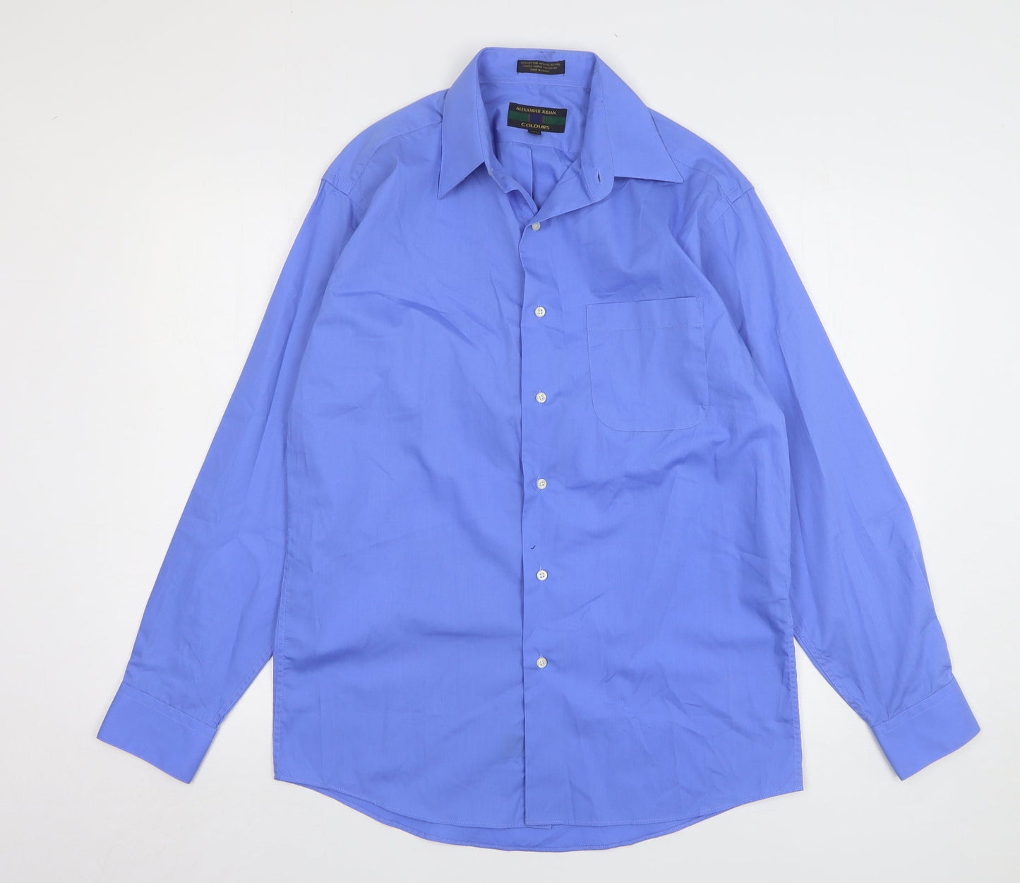 Alexander Julian Mens Blue Cotton Button-Up Size 14 Collared