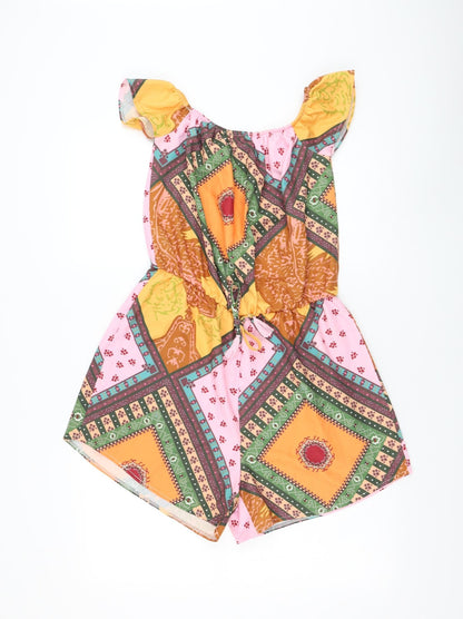 Womens UK Size L Preworn One-Piece Orange Playsuit