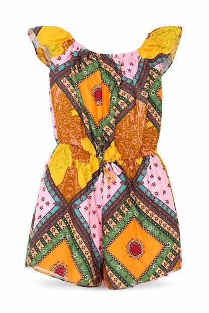 Womens UK Size L Preworn One-Piece Orange Playsuit