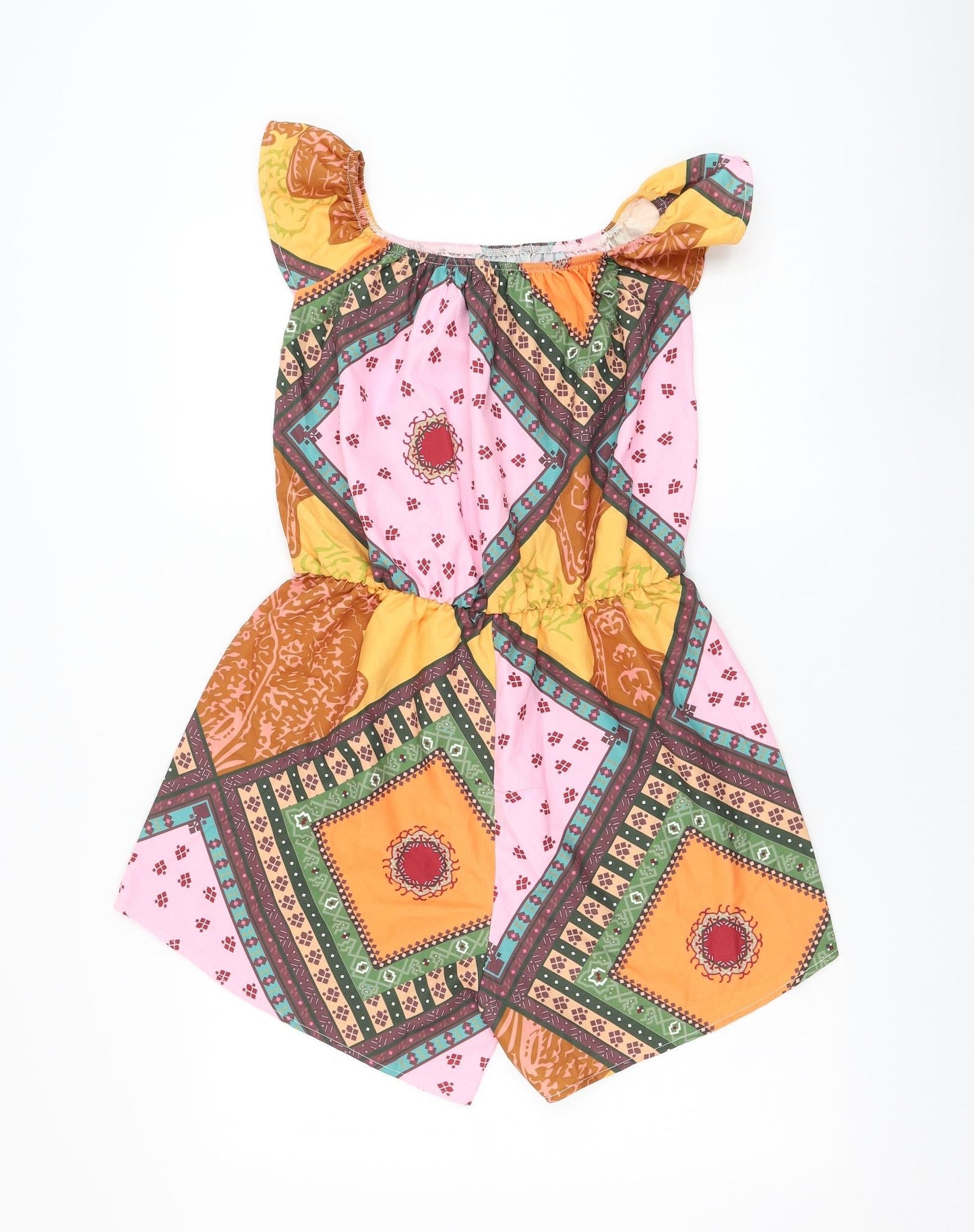 Womens UK Size L Preworn One-Piece Orange Playsuit