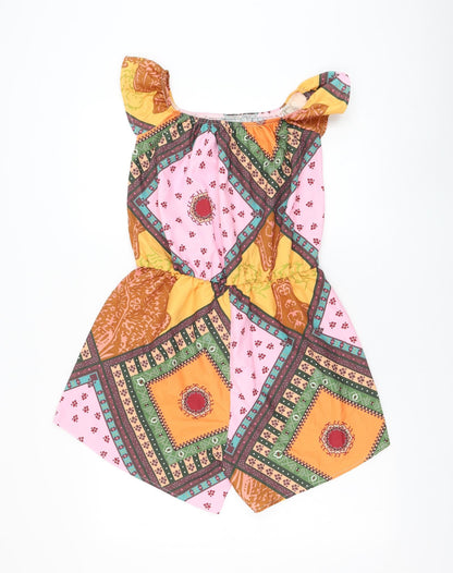 Womens UK Size L Preworn One-Piece Orange Playsuit