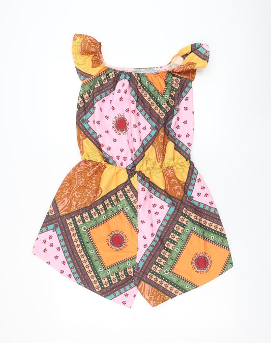 Womens UK Size L Preworn One-Piece Orange Playsuit