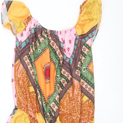 Womens UK Size L Preworn One-Piece Orange Playsuit