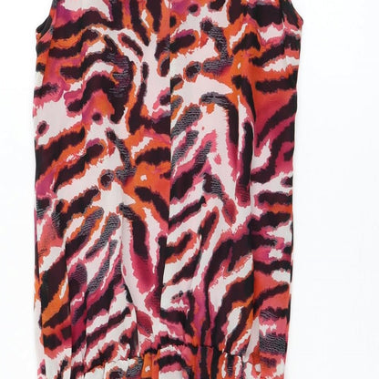 F&F Womens Pink Animal Print Polyester Basic Blouse Size 6 Round Neck