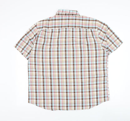 UrbanSpirit Mens White Check Cotton Button-Up Size XL Collared Button