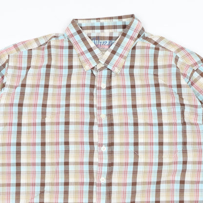 UrbanSpirit Mens White Check Cotton Button-Up Size XL Collared Button