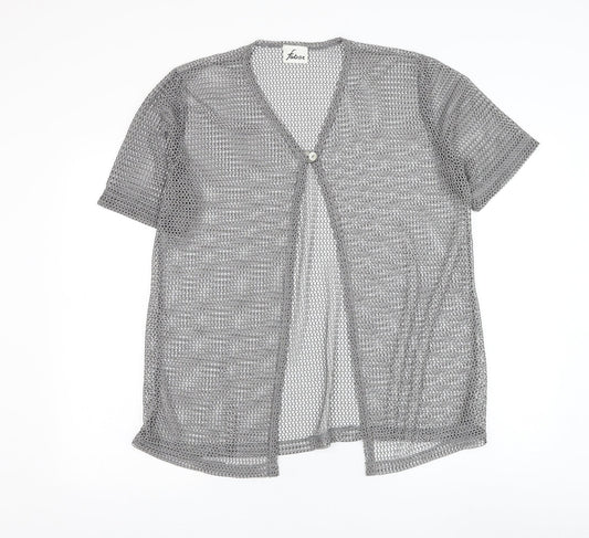 Faber Womens Grey Round Neck Polyester Cardigan Jumper Size L