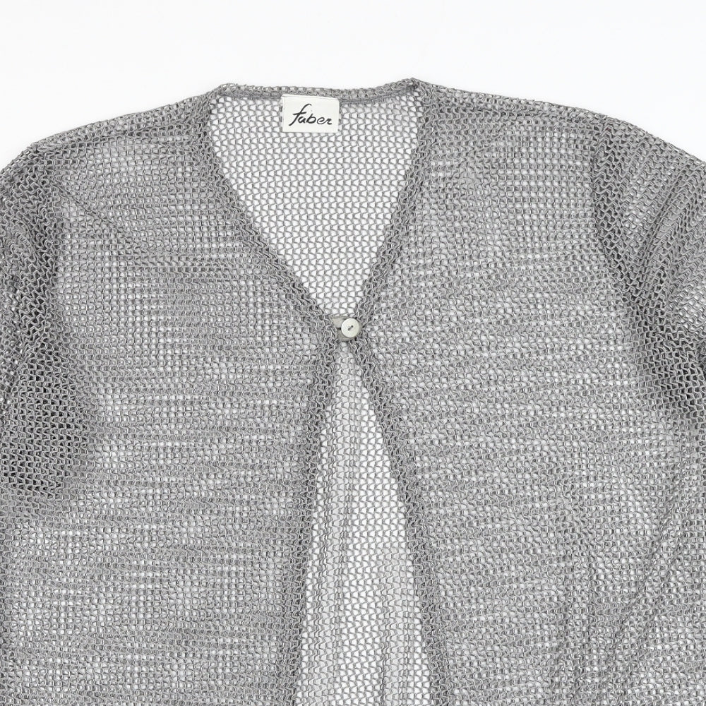Faber Womens Grey Round Neck Polyester Cardigan Jumper Size L