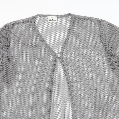 Faber Womens Grey Round Neck Polyester Cardigan Jumper Size L