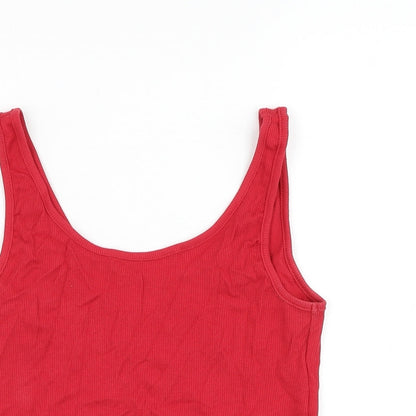 George Womens Red Cotton Cropped Tank Size 8 Round Neck - Lace trim